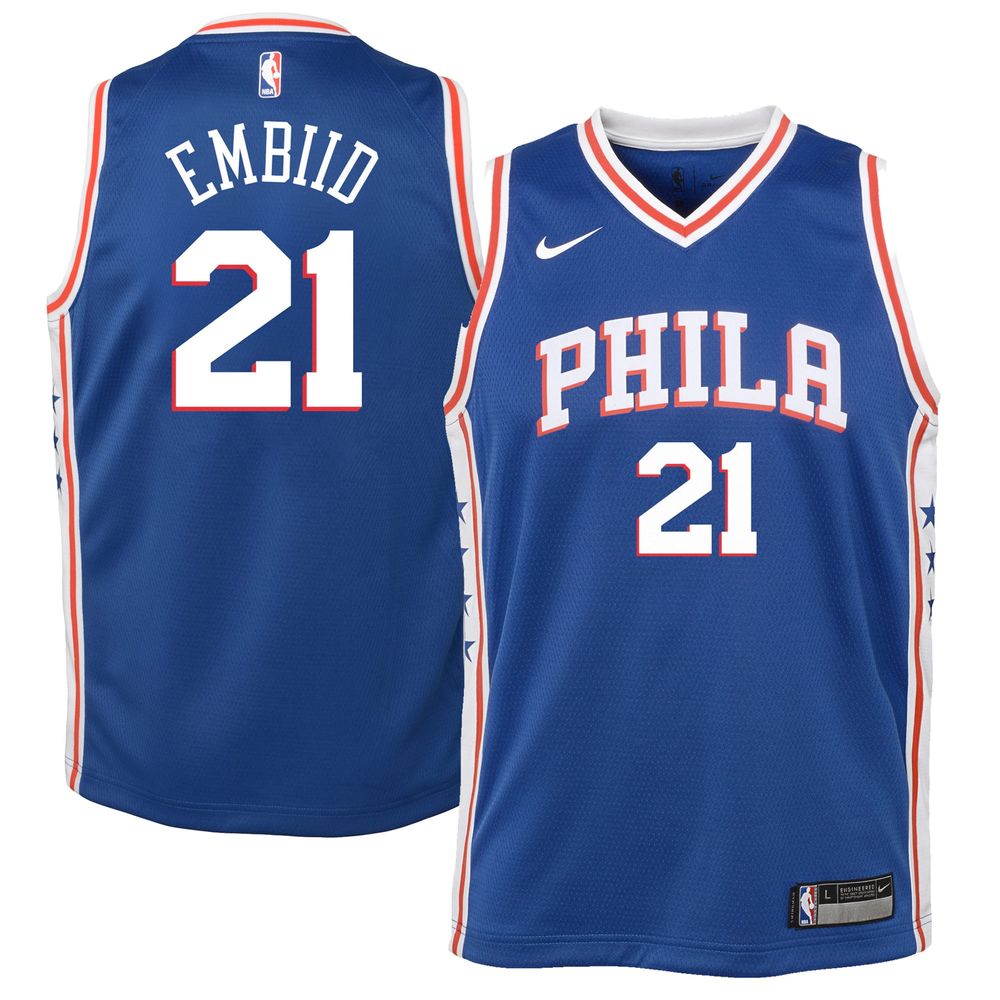 Youth Nike Joel Embiid Royal Philadelphia 76ers Swingman - Jersey Icon Edition