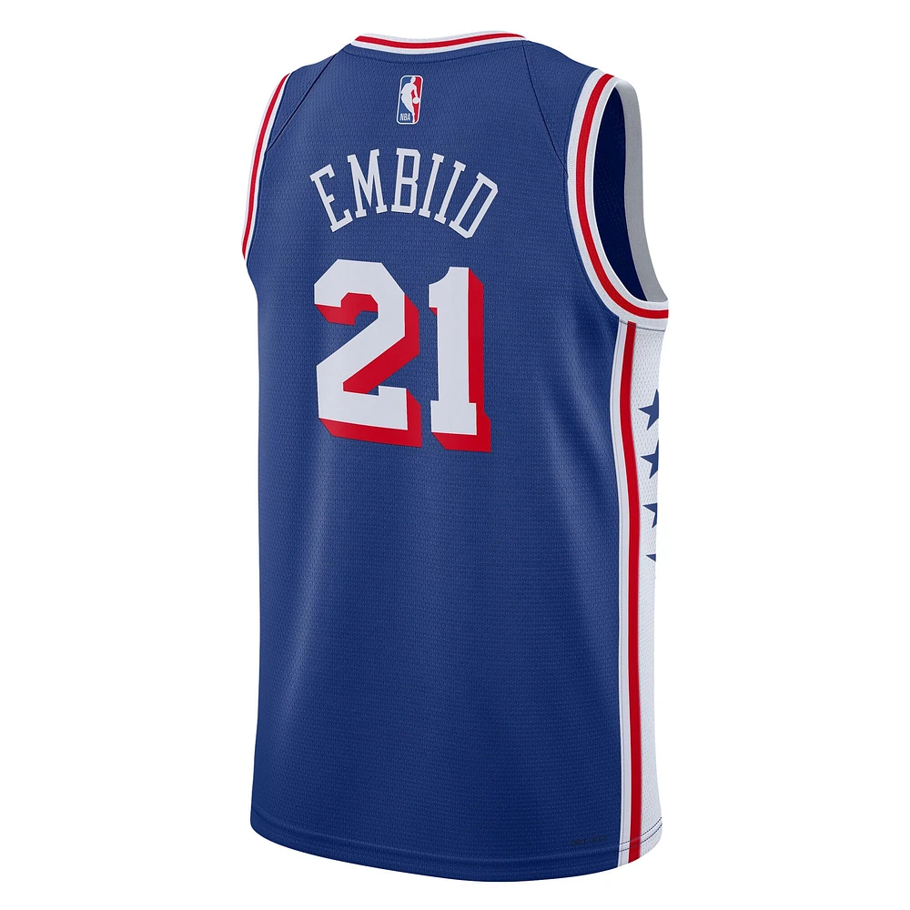 Maillot Nike Joel Embiid Royal Philadelphia 76ers Swingman pour jeune - Édition Icon