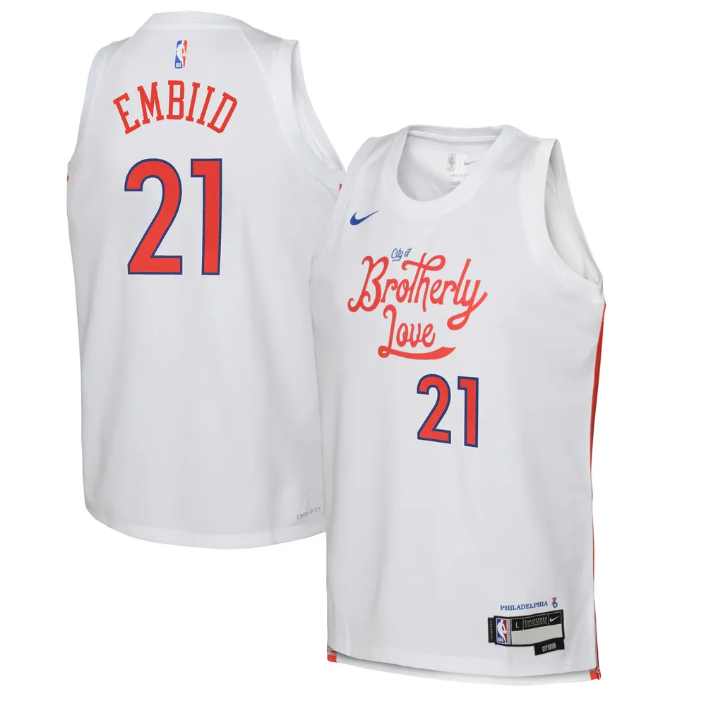 Youth Nike Joel Embiid White Philadelphia 76ers 2022/23 Swingman Jersey - City Edition