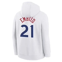 Sweat à capuche Nike Joel Embiid blanc Philadelphia 76ers 2024/25 City Edition avec nom et numéro pour jeune