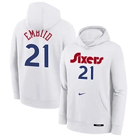 Youth Nike Joel Embiid White Philadelphia 76ers 2024/25 City Edition Name & Number Pullover Hoodie