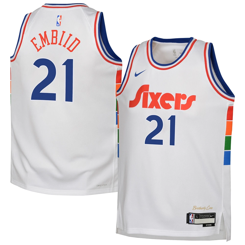 Youth Nike Joel Embiid White Philadelphia 76ers 2024/25 Swingman Player Jersey - City Edition