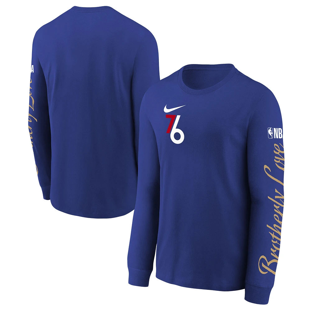 T-shirt à manches longues Nike Royal Philadelphia 76ers 2024/25 City Edition Max90 pour jeune