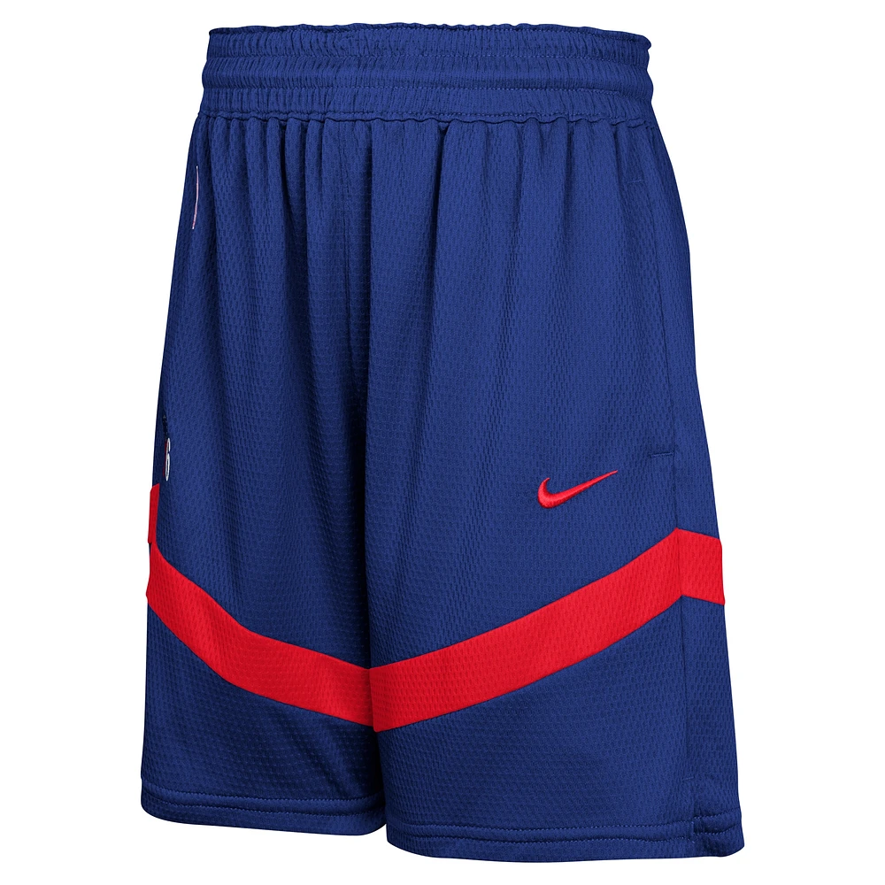 Short d'entraînement en maille Nike Royal Philadelphia 76ers pour jeunes