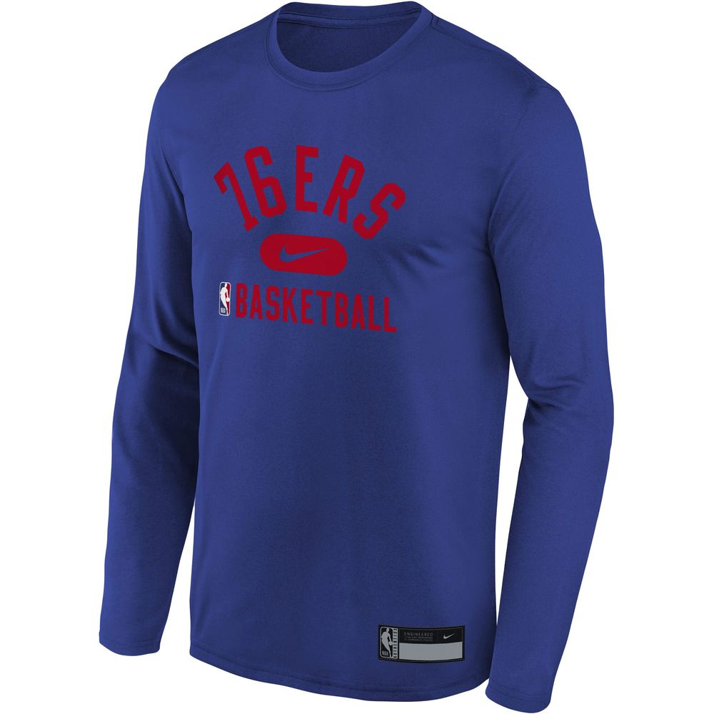 Youth Nike Royal Philadelphia 76ers Team Essential Practice - Performance Long Sleeve T-Shirt