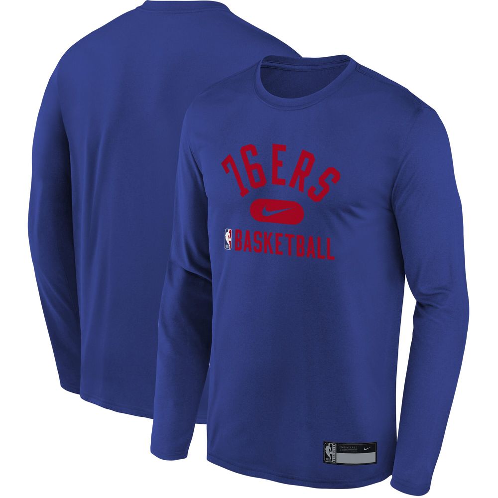 Youth Nike Royal Philadelphia 76ers Team Essential Practice - Performance Long Sleeve T-Shirt