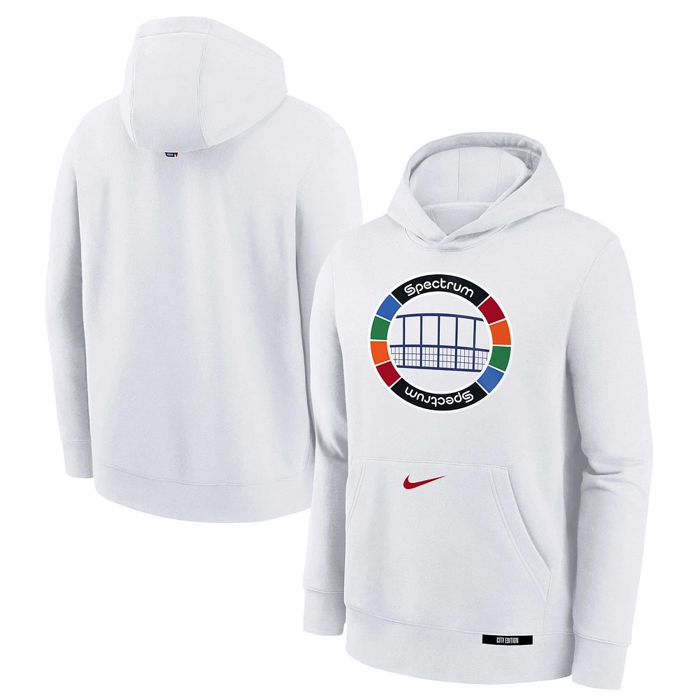 Youth Nike  White Philadelphia 76ers 2024/25 City Edition Club Fleece Pullover Hoodie