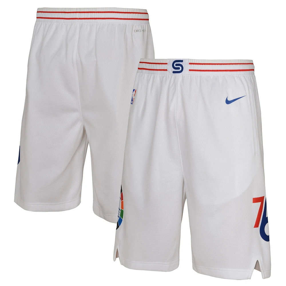 Youth Nike  White Philadelphia 76ers 2024/25 City Edition Swingman Performance Shorts