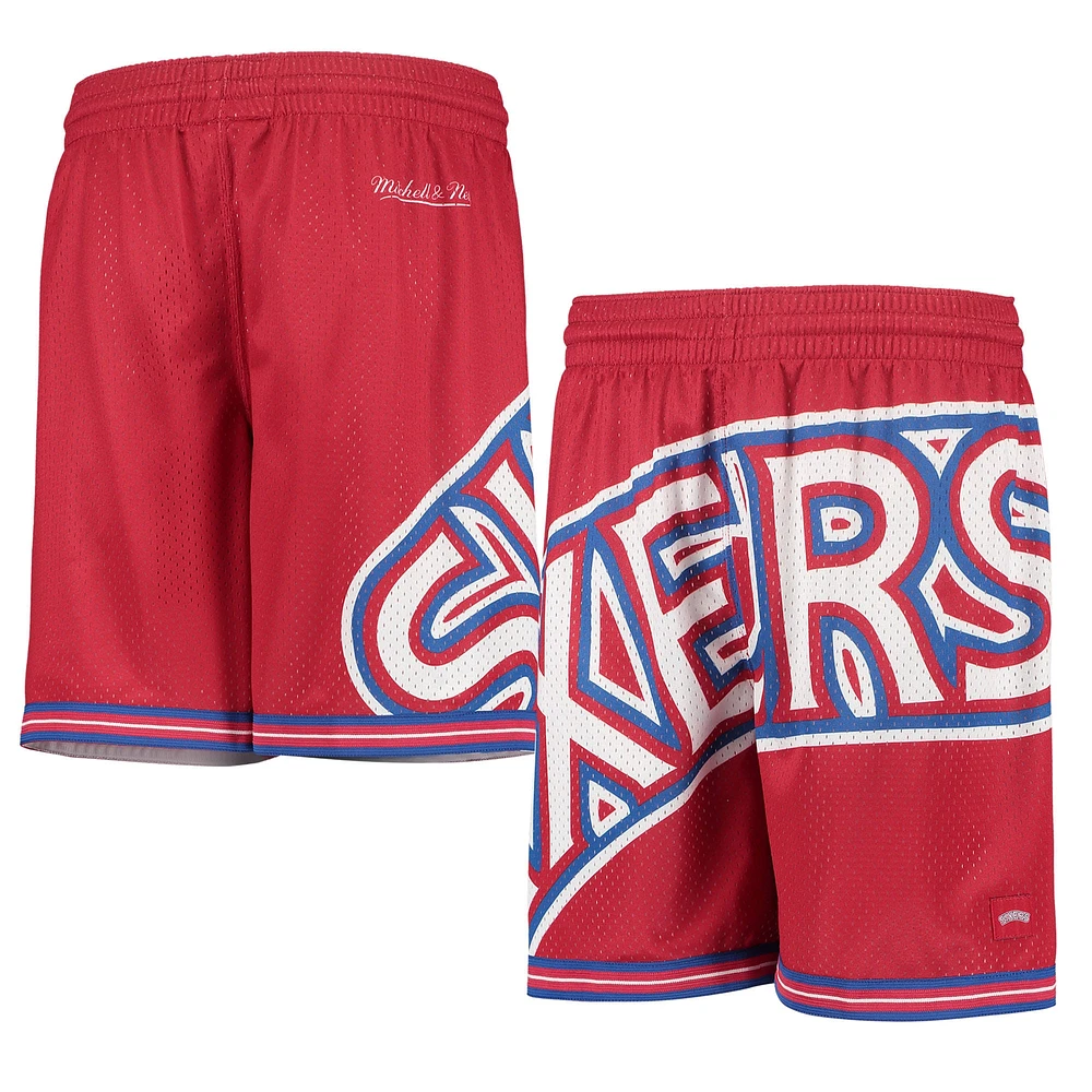 Short rouge Philadelphia 76ers Hardwood Classics Throwback Big Face Mesh pour jeune