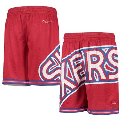 Short rouge Philadelphia 76ers Hardwood Classics Throwback Big Face Mesh pour jeune