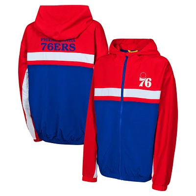 Youth Red Philadelphia 76ers Headliner Windbreaker Full-Zip Hoodie Jacket