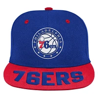 Casquette Snapback à visière brodée avec panneau arrière pour jeunes Philadelphia 76ers Royal/Red