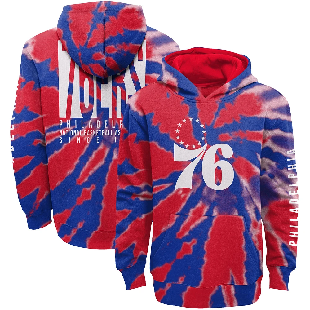 Chandail à capuchon Tie-Dye édition déclaration des Philadelphia 76ers royal/rouge pour Junior