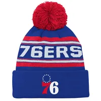 Bonnet en tricot à revers jacquard Royal Philadelphia 76ers pour Junior avec pompon