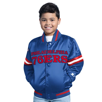 Veste universitaire à boutons-pression pour jeunes Royal Philadelphia 76ers Scrimmage