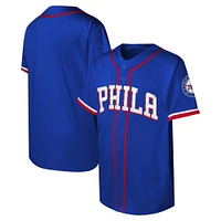 Youth Royal Philadelphia 76ers Stitch Full-Button Baseball  Jersey