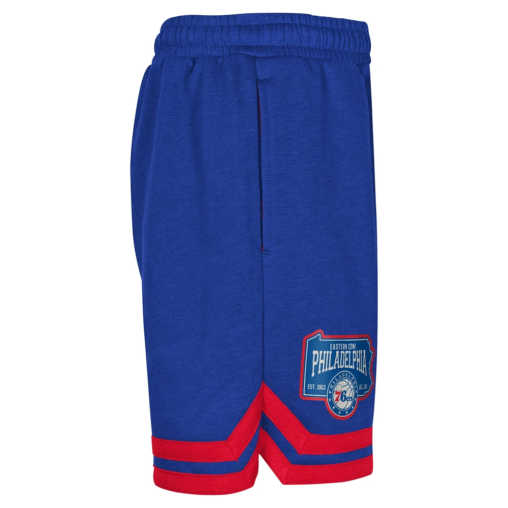 Youth Royal Philadelphia 76ers Teardrop Fleece Shorts