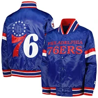 Veste universitaire en satin à bouton-pression pour jeunes Starter Royal/Rouge Philadelphia 76ers Home Game