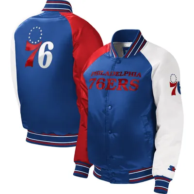 Philadelphia 76ers Starter Youth Raglan Full-Snap Varsity Jacket - Royal