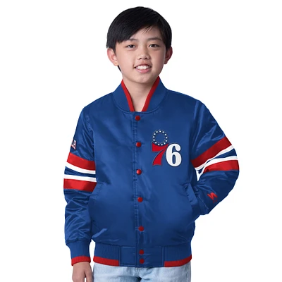 Veste à boutons-pression complète Scout Varsity des Philadelphia 76ers pour jeunes