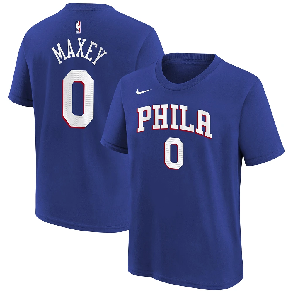 T-shirt avec nom et numéro d'icône Tyrese Maxey Royal Philadelphia 76ers pour jeunes