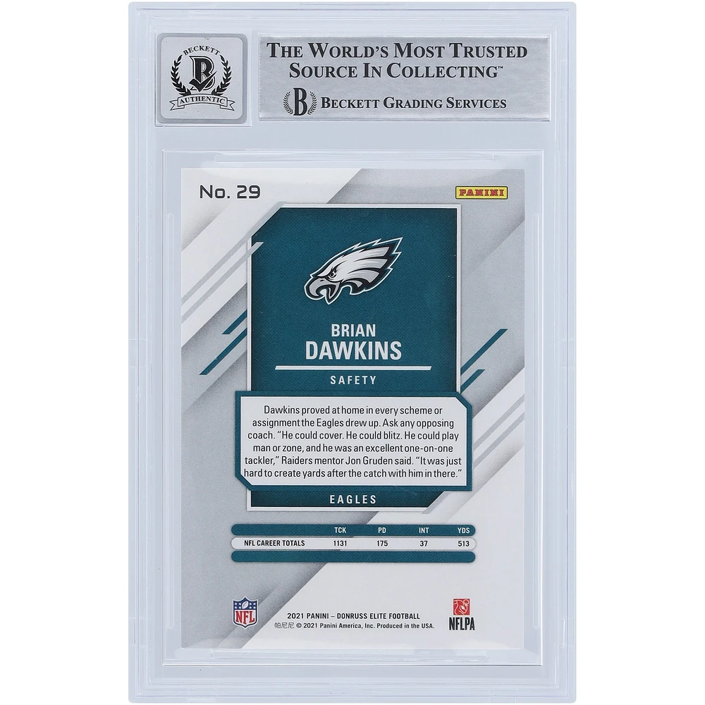 Brian Dawkins Philadelphia Eagles Autographed 2021 Panini Elite Red #29 #/399 Beckett Fanatics Witnessed Authenticated 10 Card 