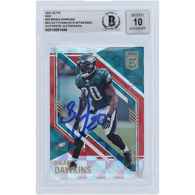 Brian Dawkins Philadelphia Eagles Autographed 2021 Panini Elite Red #29 #/399 Beckett Fanatics Witnessed Authenticated 10 Card 