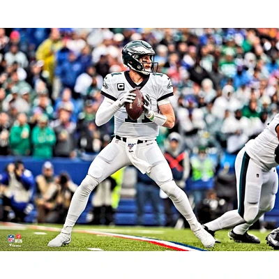 Photographie de lancer maillot blanc non signé Carson Wentz des Philadelphia Eagles