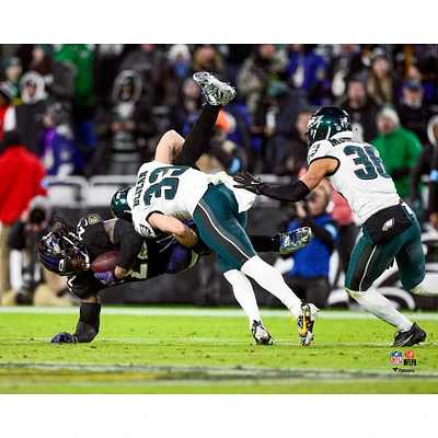 Cooper DeJean Philadelphia Eagles Unsigned Week 13 Tackling Derrick Henry vs. Baltimore Ravens Photograph