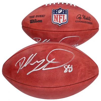 Ballon de football professionnel en couleur signé Wilson Duke par Dallas Goedert et Philadelphia Eagles