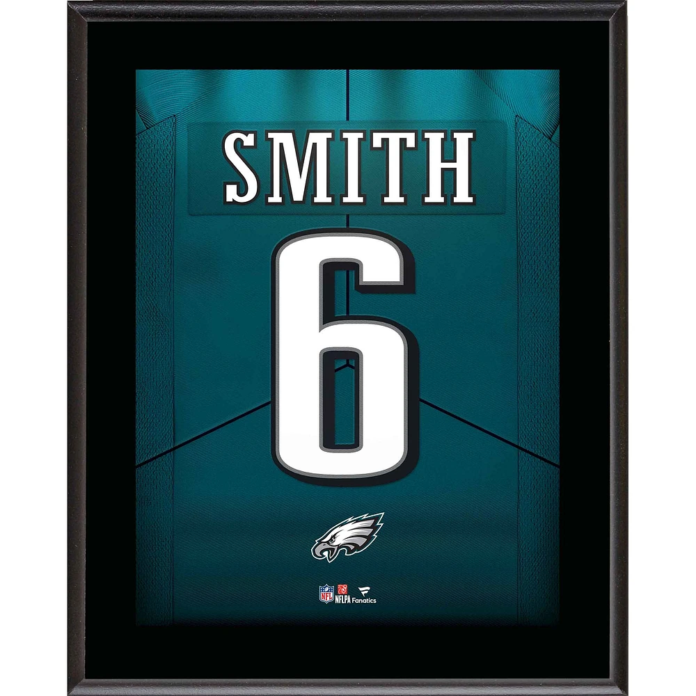 Plaque de joueur sublimée avec numéro de maillot des Philadelphia Eagles de DeVonta Smith 10,5" x 13"