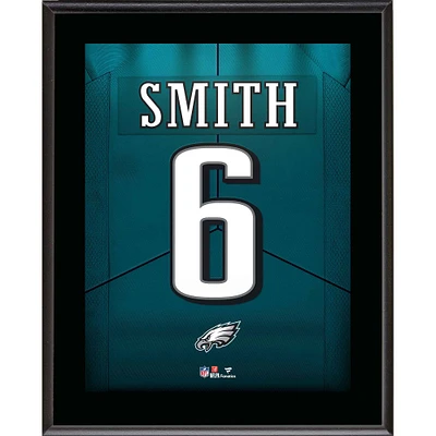 Plaque de joueur sublimée avec numéro de maillot des Philadelphia Eagles de DeVonta Smith 10,5" x 13"