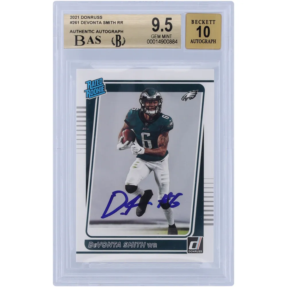 Lids DeVonta Smith Philadelphia Eagles Autographed 2021 Panini Donruss  Rated Rookie #261 BAS Authenticated 9.5/10 Rookie Card