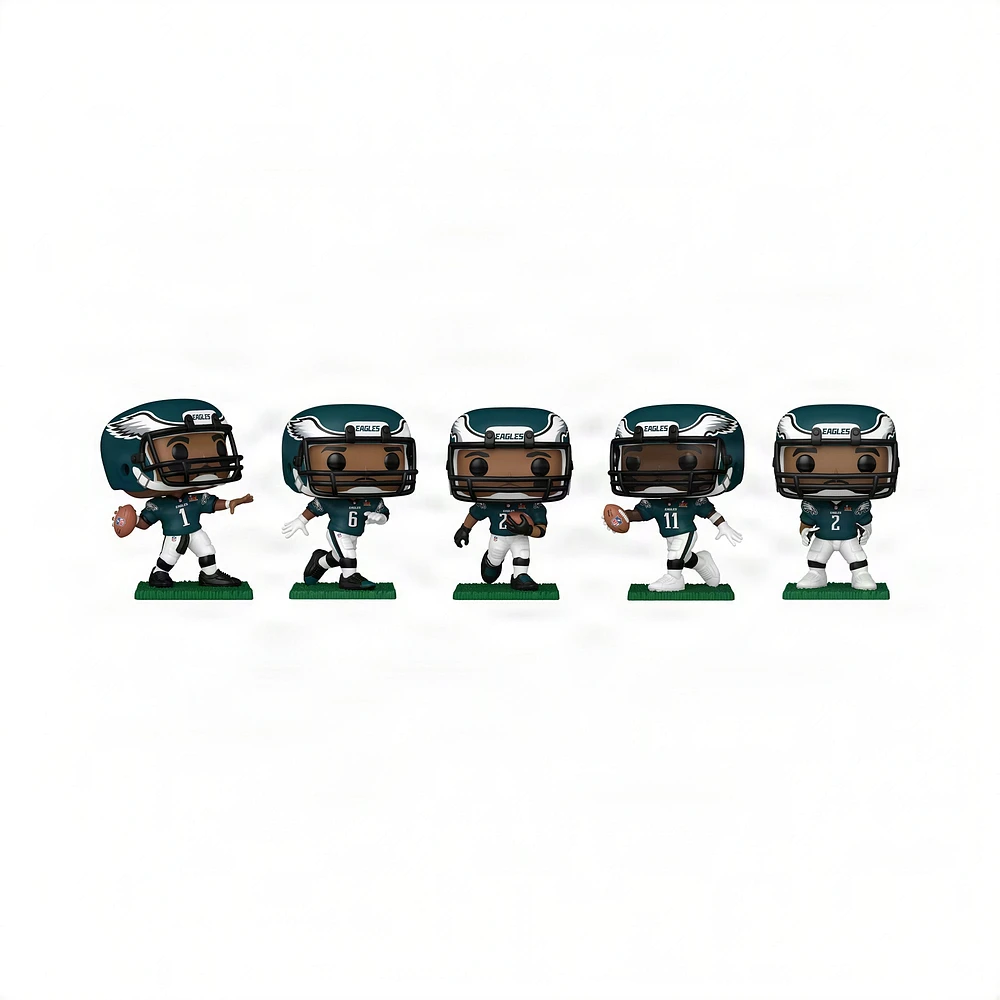 Lot de cinq figurines en vinyle POP! exclusives Funko Philadelphia Eagles Super Bowl LIX Champions Fanatics