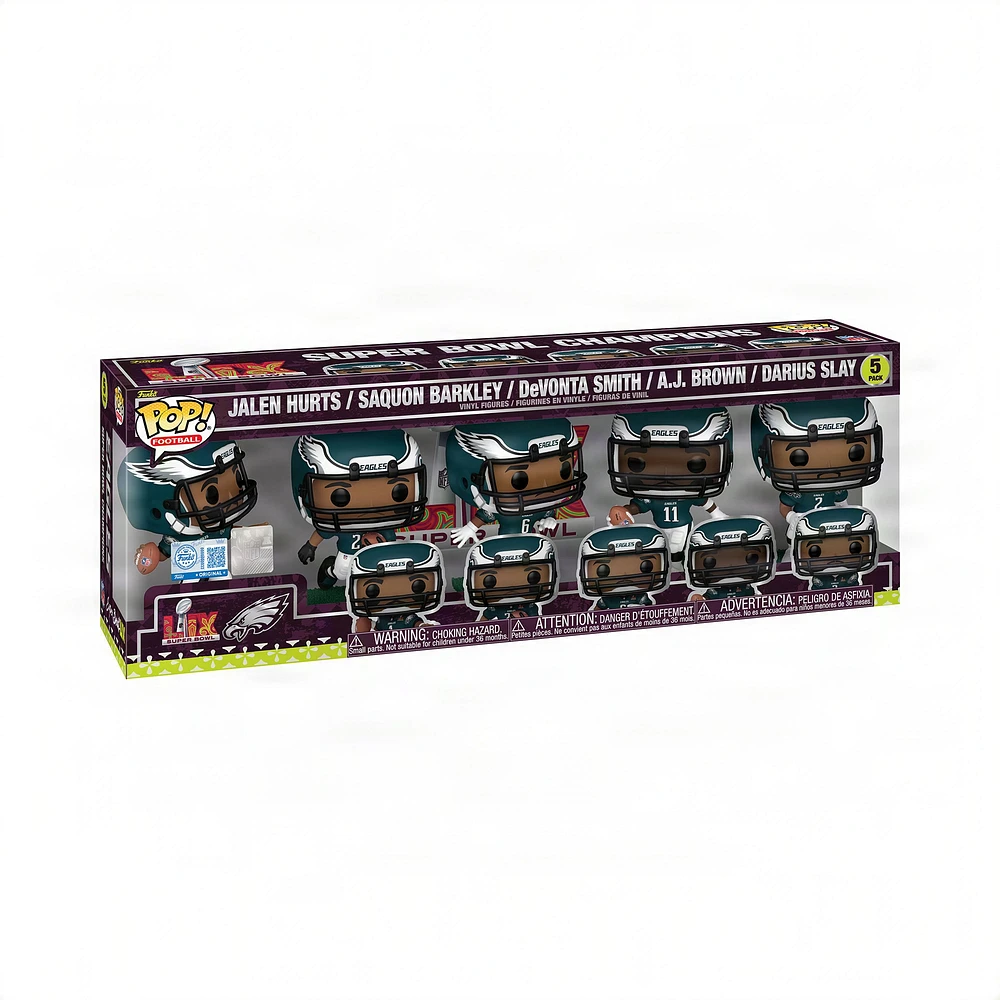 Lot de cinq figurines en vinyle POP! exclusives Funko Philadelphia Eagles Super Bowl LIX Champions Fanatics