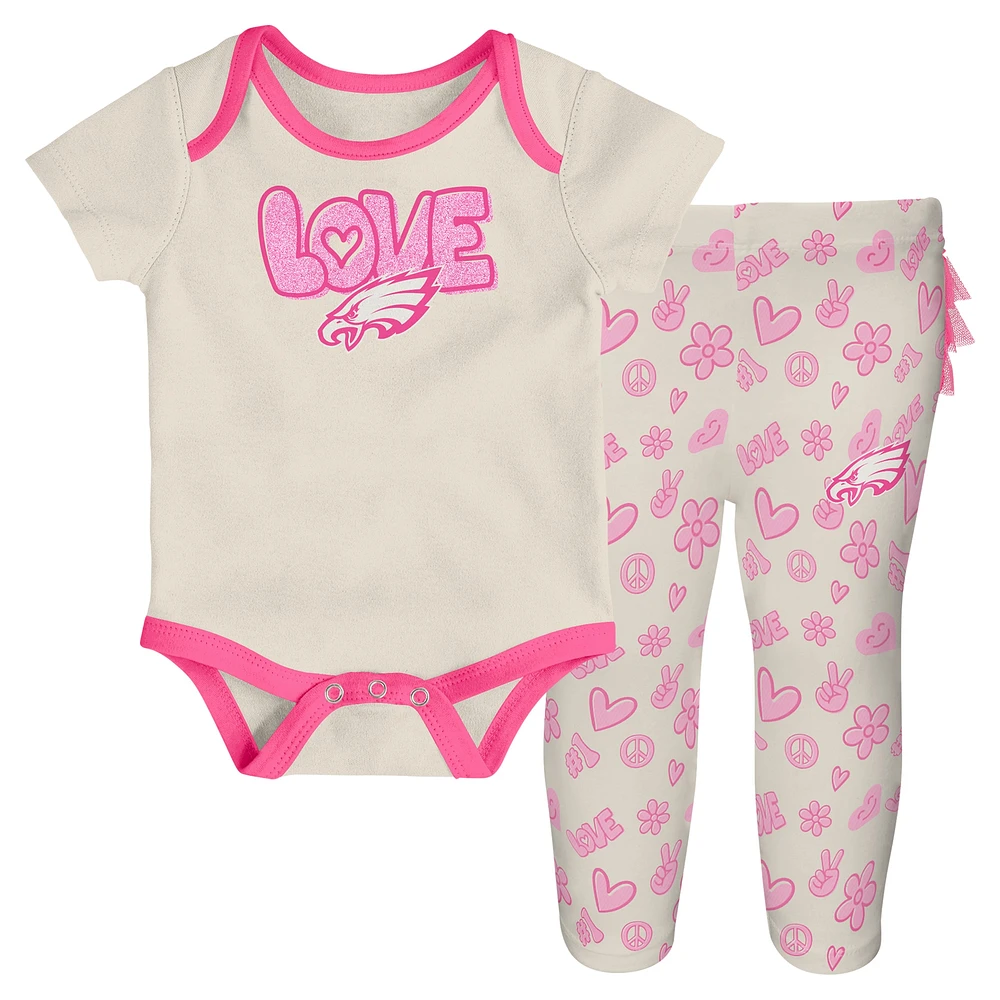 Girls Newborn & Infant White Philadelphia Eagles All The Love 2 Piece Bodysuit and Pants Set