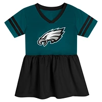 Robe en jersey tendance avec lumières du stade Philadelphia Eagles vert nuit pour filles d'âge préscolaire