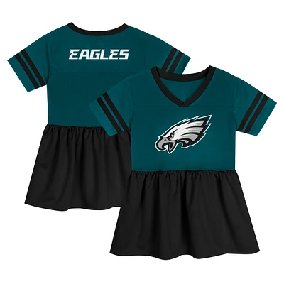 Robe en jersey tendance avec lumières du stade Philadelphia Eagles vert nuit pour filles d'âge préscolaire