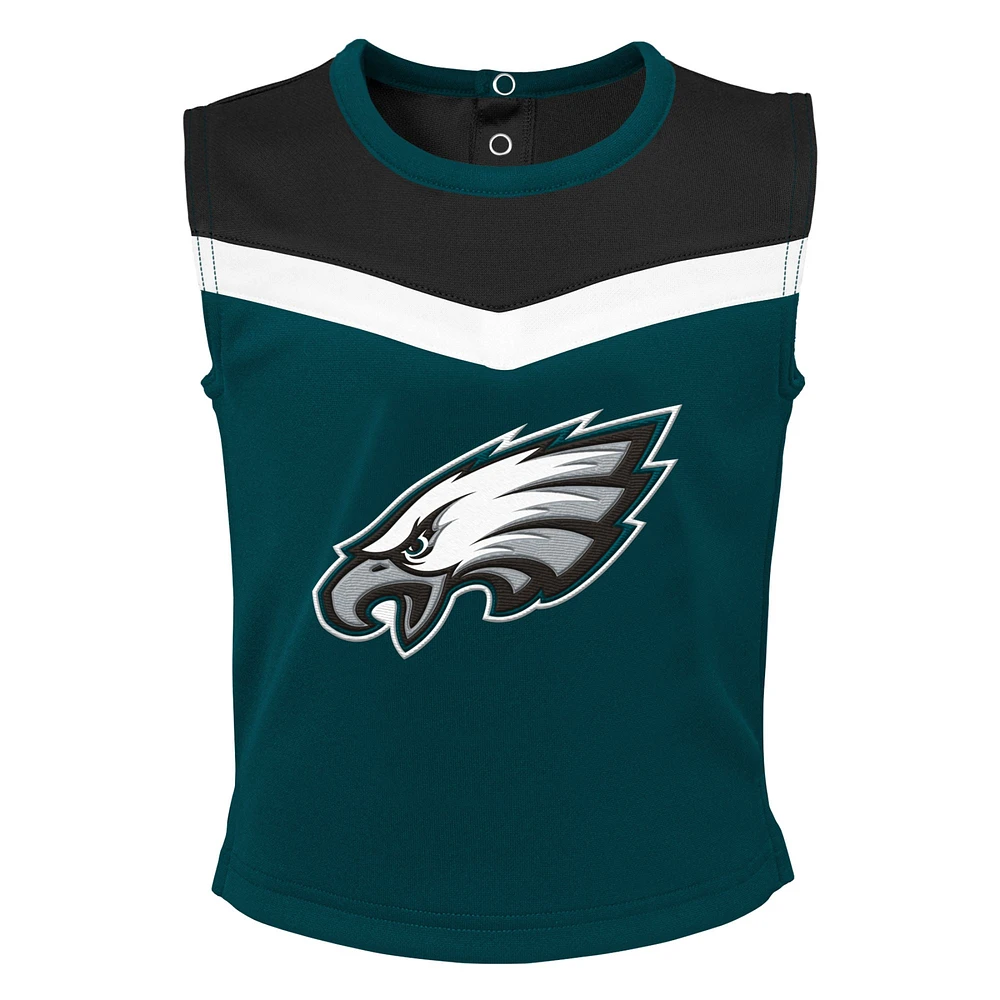 Ensemble de pom-pom girl deux pièces avec bloomers pour filles, vert, Philadelphia Eagles Spirit Cheer