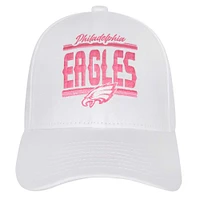 Casquette réglable structurée entièrement blanche des Eagles de Philadelphie pour jeunes filles