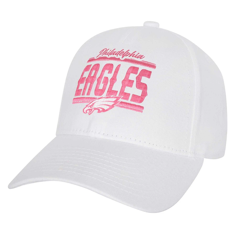 Casquette réglable structurée entièrement blanche des Eagles de Philadelphie pour jeunes filles