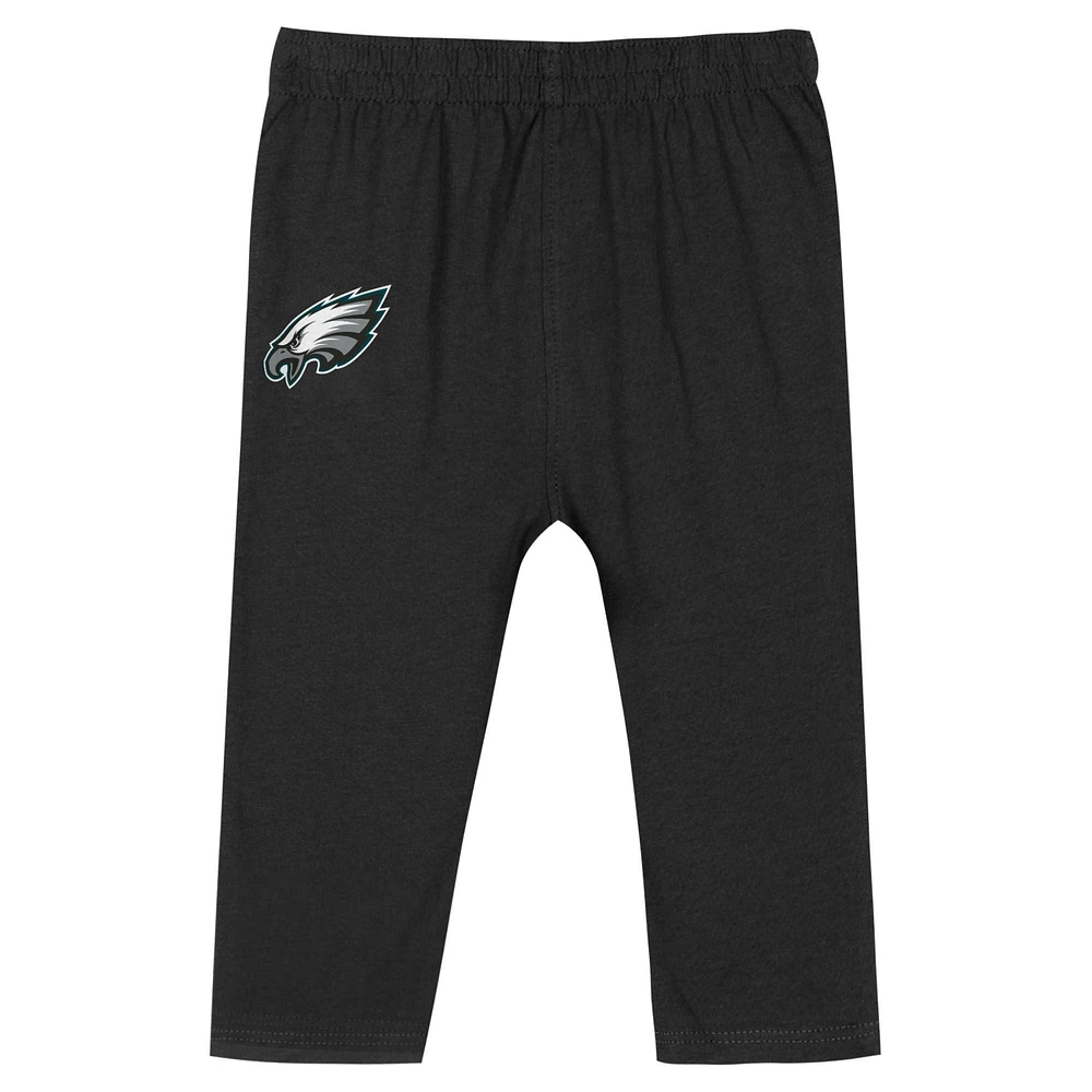 Infant Midnight Green/Black Philadelphia Eagles Double Up Long Sleeve Bodysuit Pant Set