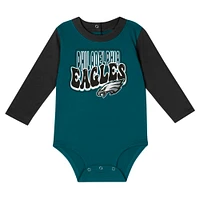 Ensemble body à manches longues et pantalon double pour bébé vert Philadelphia Eagles