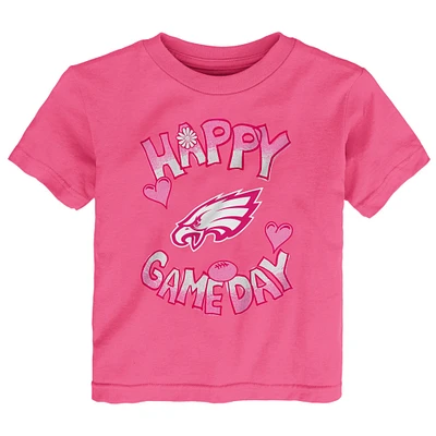 T-shirt rose pour bébé avec inscription « Happy Gameday » des Philadelphia Eagles