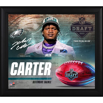 Collage de signature en fac-similé des Philadelphia Eagles de Jalen Carter, 15" x 17", journée du repêchage de la NFL 2023