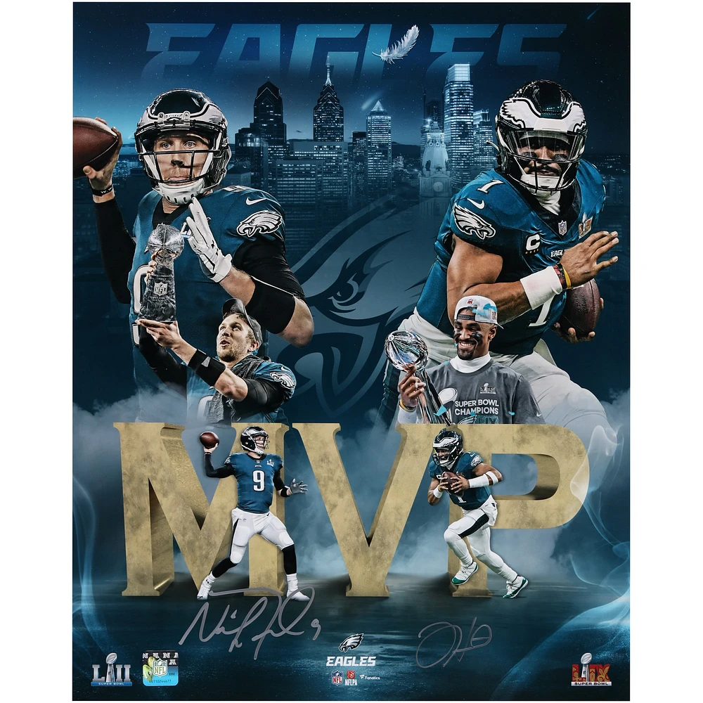 Jalen Hurts & Nick Foles Philadelphia Eagles Autographed 16" x 20" Super Bowl MVPs Photograph