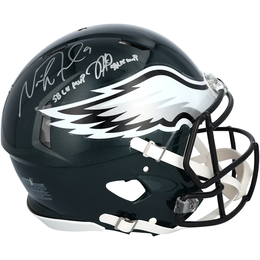Jalen Hurts & Nick Foles Philadelphia Eagles Autographed Riddell Speed Authentic Helmet with "SB LIX MVP" & "SB LII MVP" Inscriptions