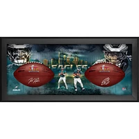 Jalen Hurts & Saquon Barkley Philadelphia Eagles Autographed  Super Bowl LIX Duke Two Football Shadowbox