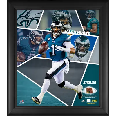 Jalen Hurts Philadelphia Eagles Fanatics Authentic Framed 15" x 17" Impact Player Collage with a Piece of Game-Used Football - Limited Edition of 500