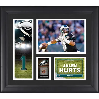 Jalen Hurts Philadelphia Eagles Fanatics Authentic Framed 15" x 17" Player Collage with a Piece of Game-Used Ball